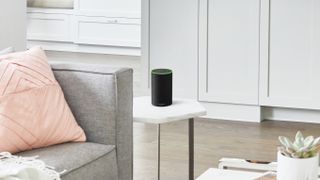 A photo of an Amazon Echo in a home
