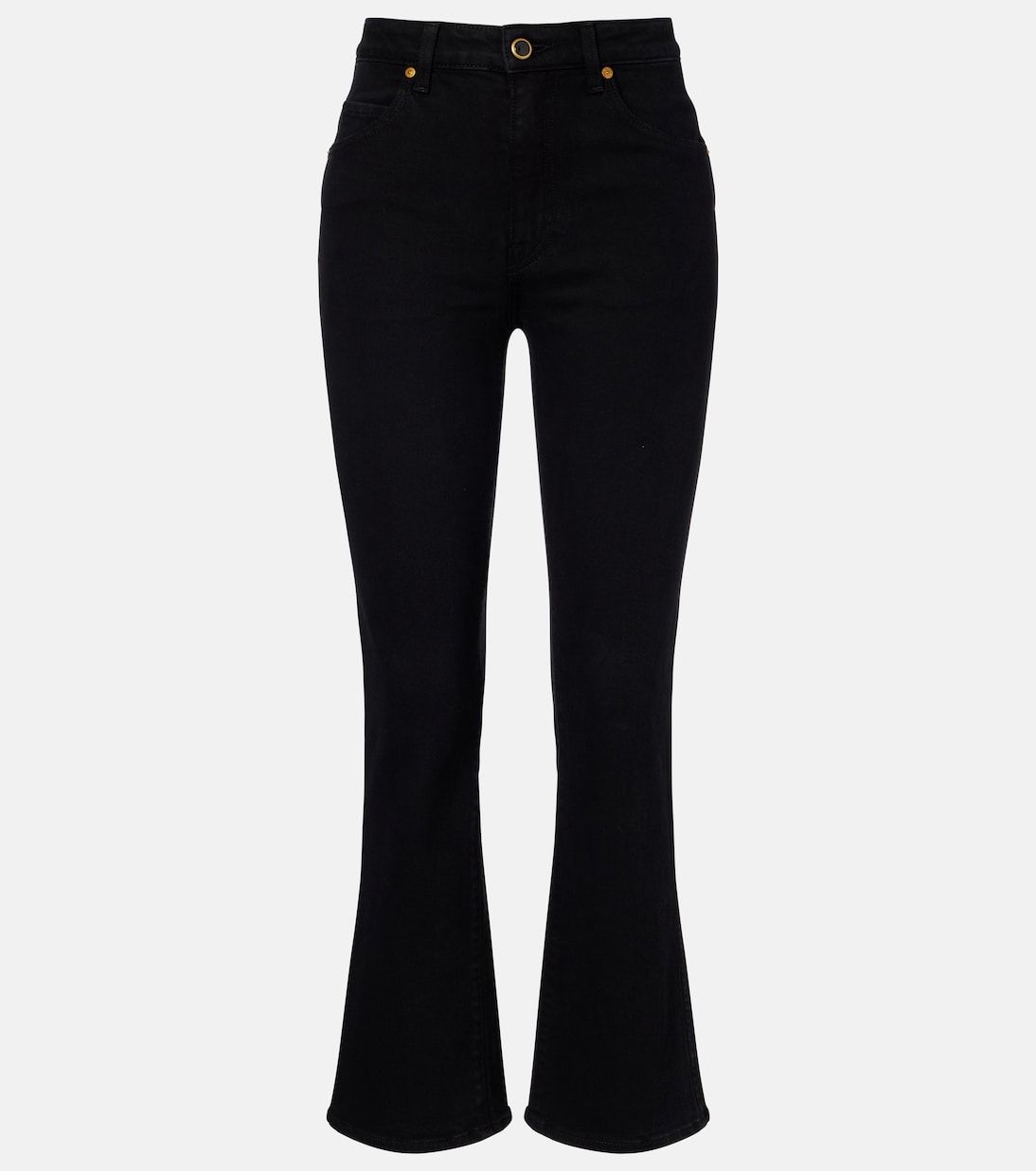 Vivian High-Rise Cropped Flared Jeans in Black - Khaite