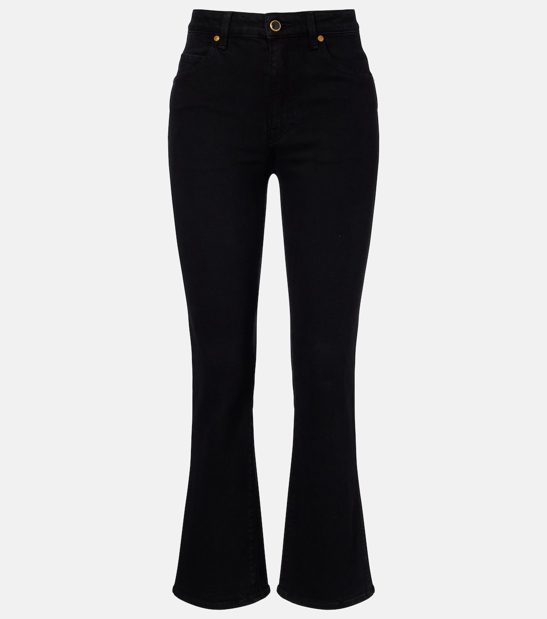 Vivian High-Rise Cropped Flared Jeans in Black - Khaite