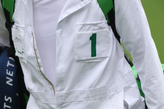 The number 1 seen on a Masters caddie outfit