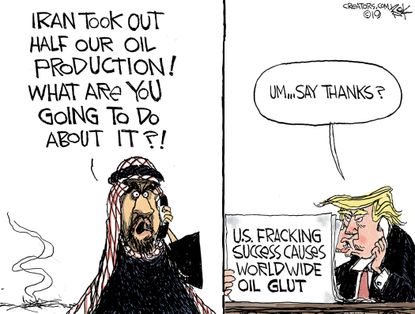 Political Cartoon U.S. Trump Saudi Arabia Oil Strikes