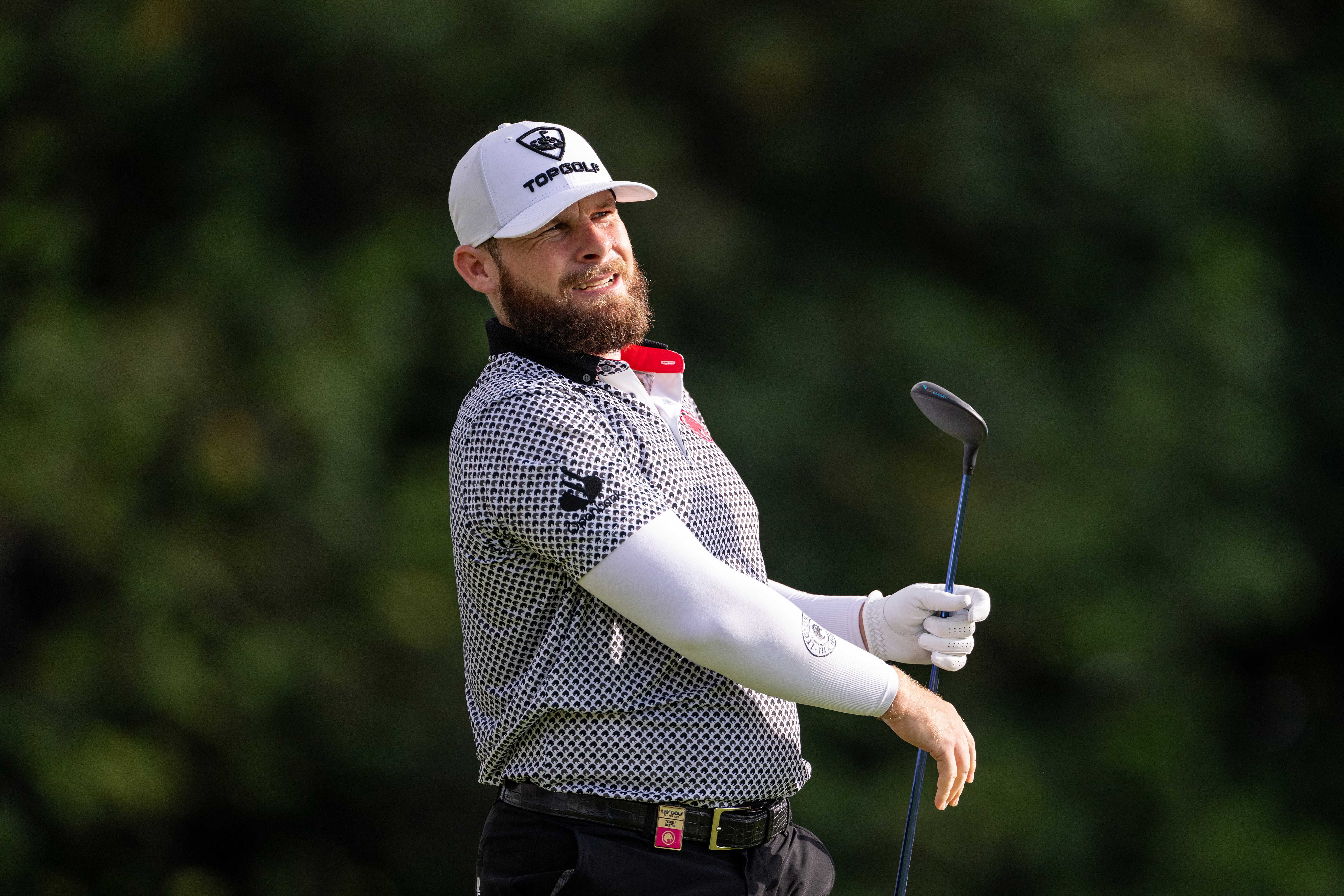 Tyrrell Hatton tees off on hole 4 during day two of LIV Golf Singapore at Sentosa Golf Club