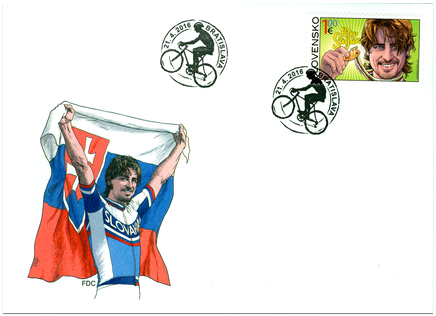 The Peter Sagan postcard with the commemorative stamp
