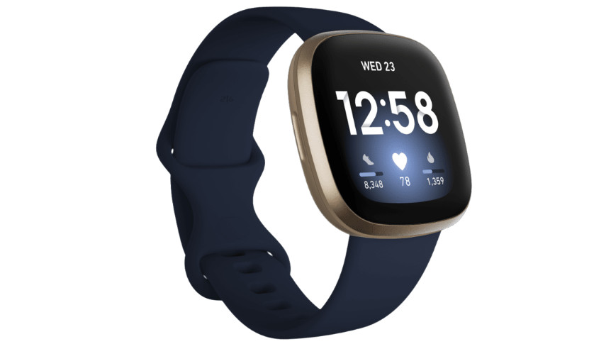 Fitbit Versa 3 with blue band