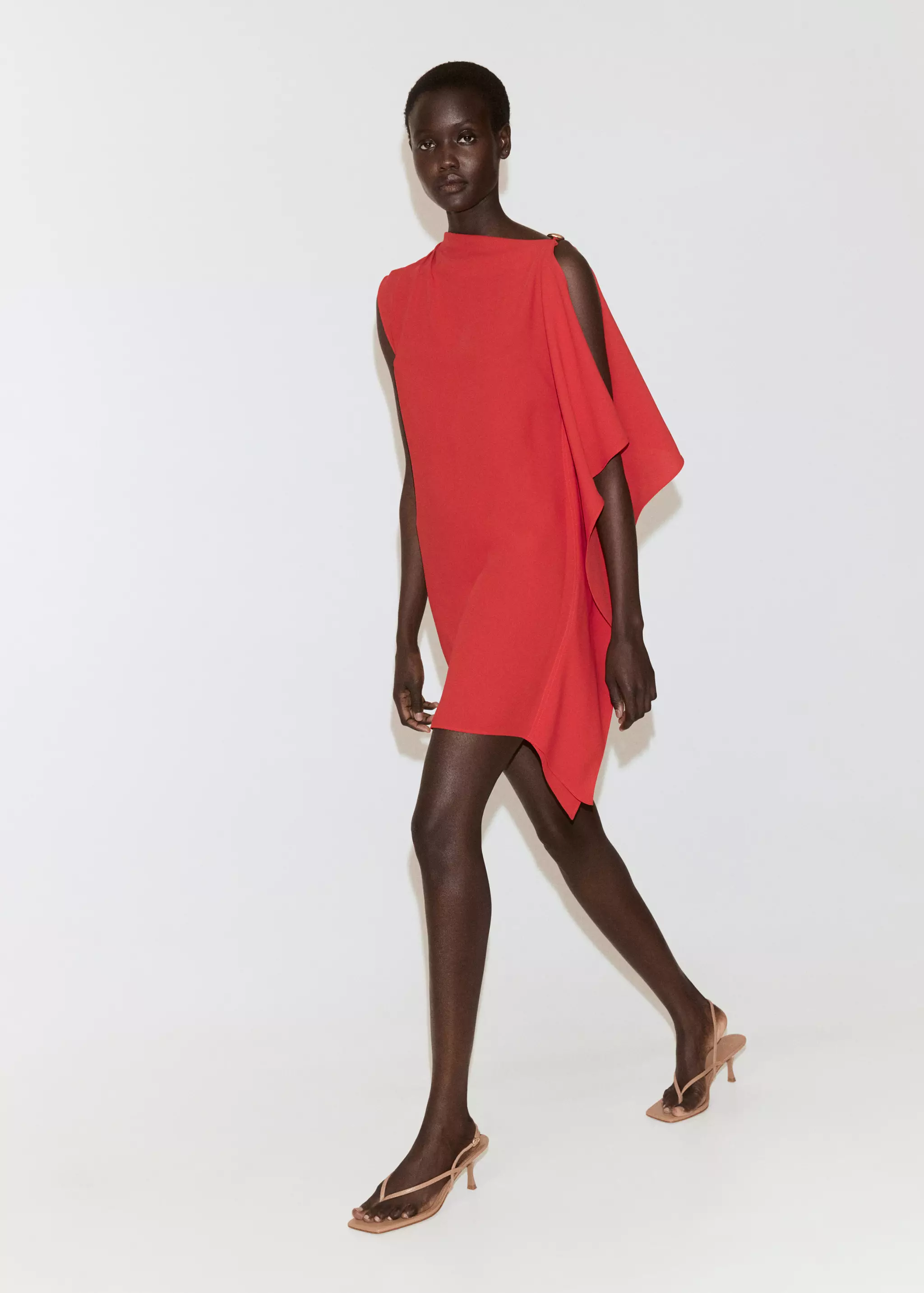 Dress With Asymmetrical Neck and Metallic Detail - Women | Mango Usa
