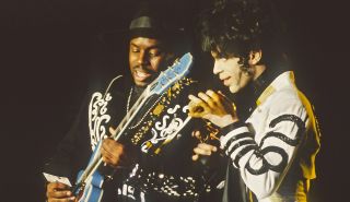 Levi Seacer Jr (left) and Prince perform at the Flanders Expo in Ghent, Belgium on September 4, 1993