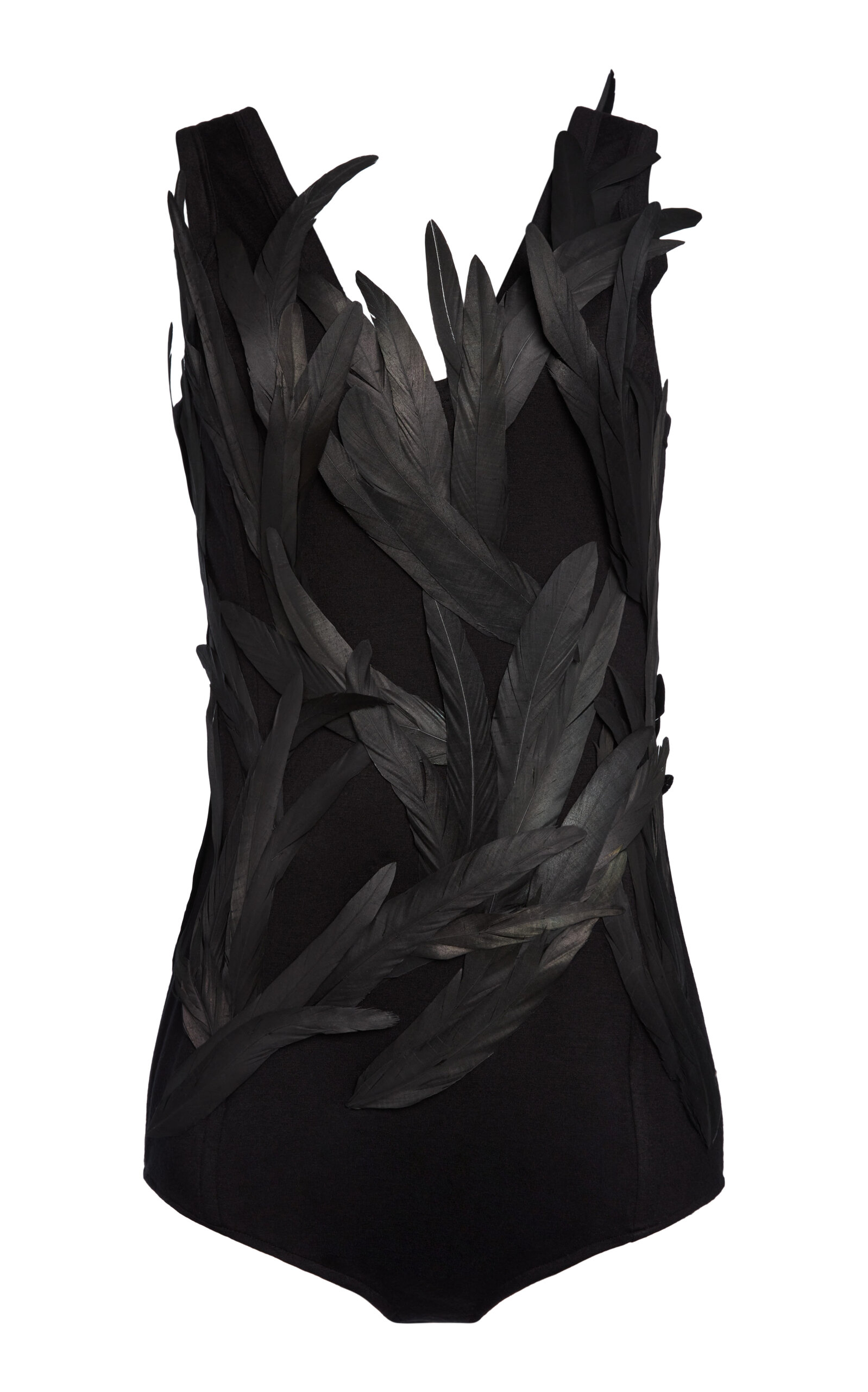 Moda Exclusive Feather-Embellished Cotton Tank Top