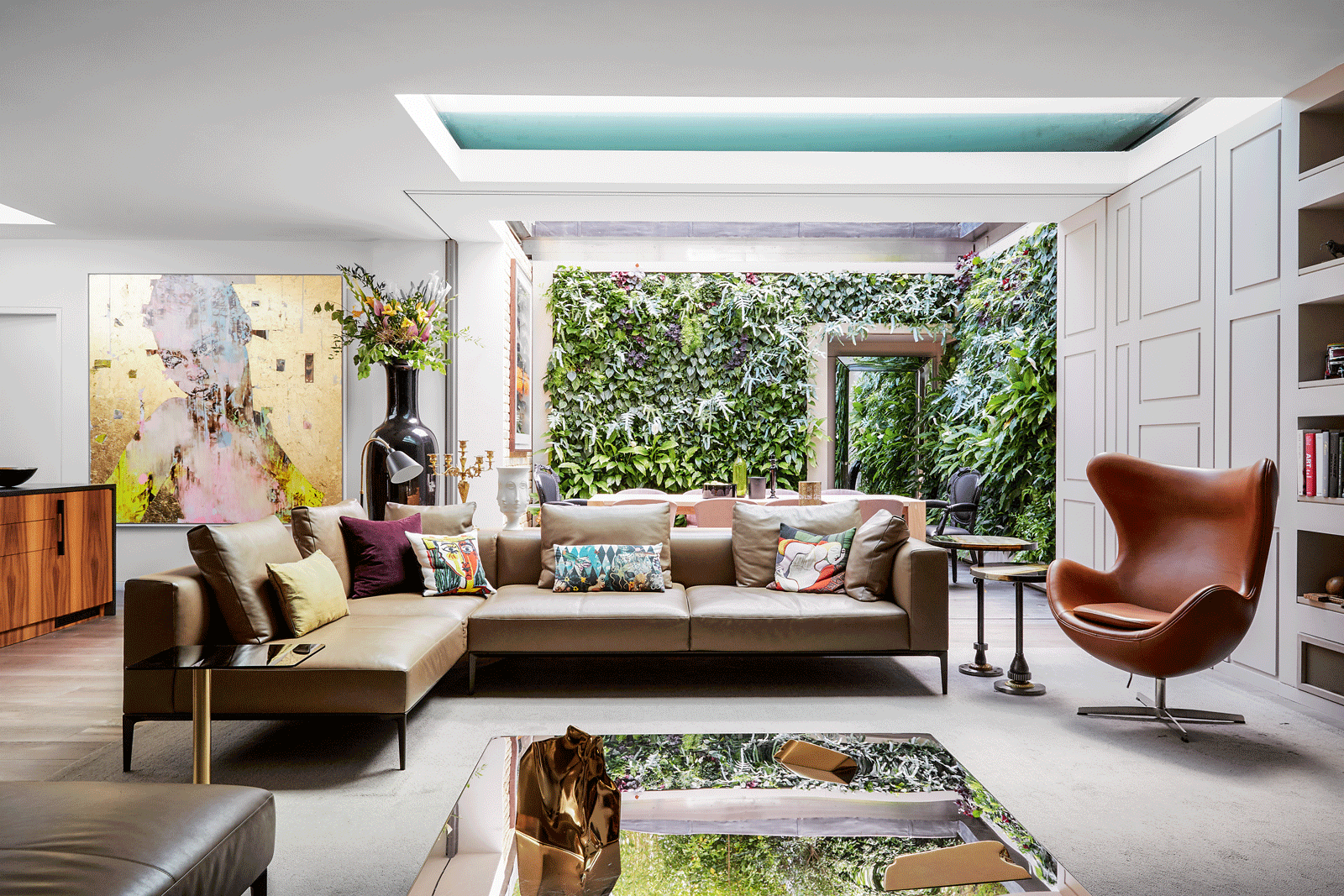 internal courtyard with living walls