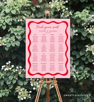 Pink and Red Seating Chart Template