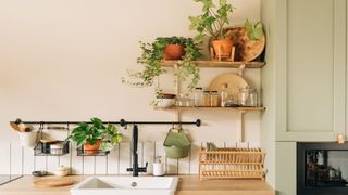 clean and decluttered small kitchen space to highlight decluttering as a spring cleaning tip for apartments and small spaces