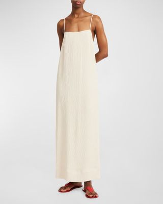 Almeena Crinkled Square-Neck Maxi Dress