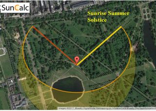 Recent research reveals an alignment that occurs between a large pathway in the garden and sunrise on the summer solstice, the longest day of the year.