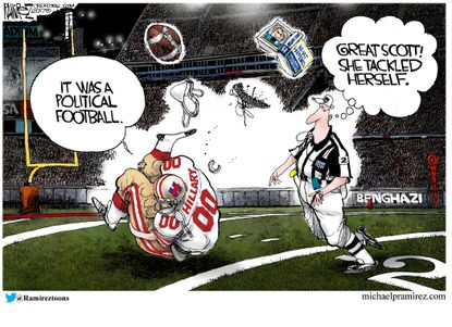 Political cartoon U.S. Clinton book football