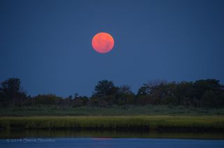 August 2014 Supermoon Over Shrewsbury River, New Jersey