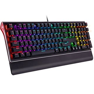 ROSEWILL Mechanical Gaming Keyboard, RGB Backlit Clicky Computer Mechanical Keyboard for PC, Laptop, Mac, Rainbow LED Modes with Side Backlight & Software Suite for Customization â€“ Blue Switch