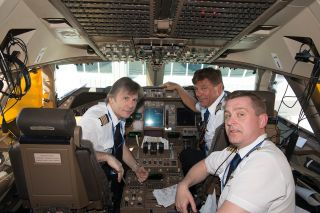 Bruce and his crew, including co-pilot Nilsson, second right