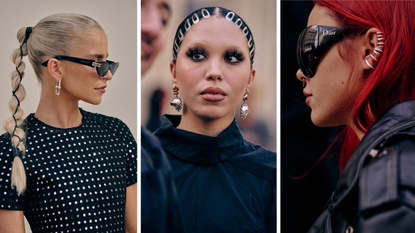 women with clips in her hair during paris fashion week
