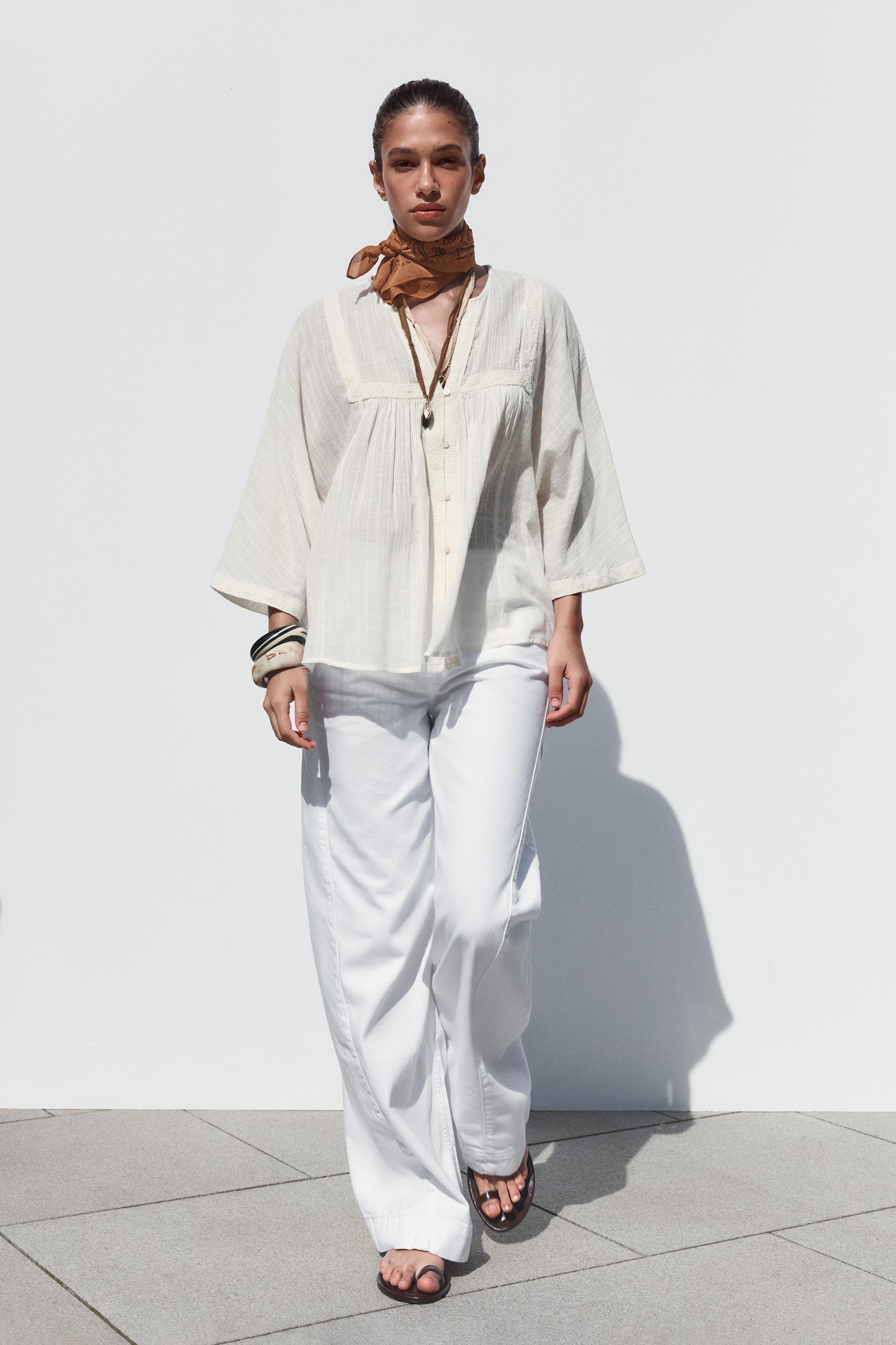 Wide Sleeve Embroidered Blouse