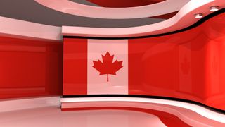 Canadian flag on walls of TV studio