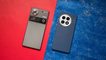 Nubia Z70 Ultra next to OnePlus 13 against a colorful background