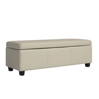 A cream pleather storage ottoman