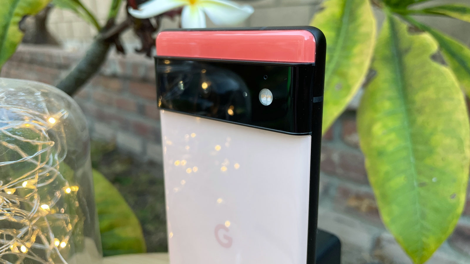 A close-up of the cameras on a Google Pixel 6