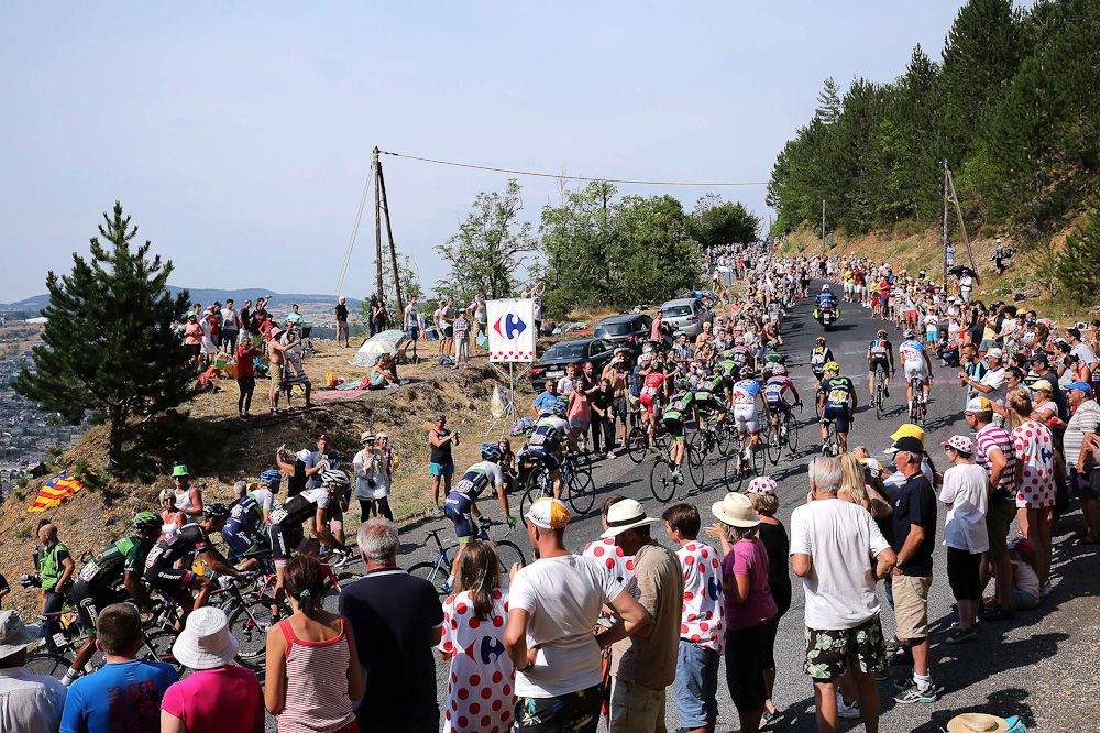 Spectators lined the route of stage 14.