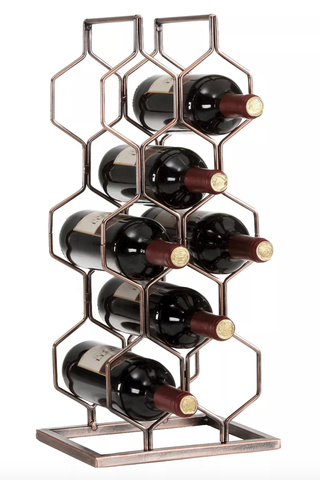 8 Bottle Electroplated Wine Rack Copper