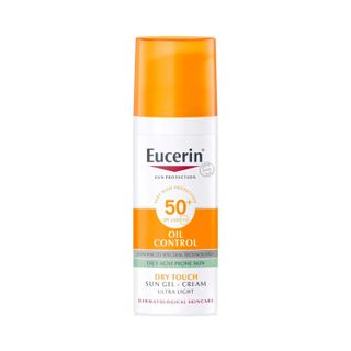 Product shot of Eucerin Oil Control Sun Gel Cream SPF 50+, one of the best sunscreens for oily skin