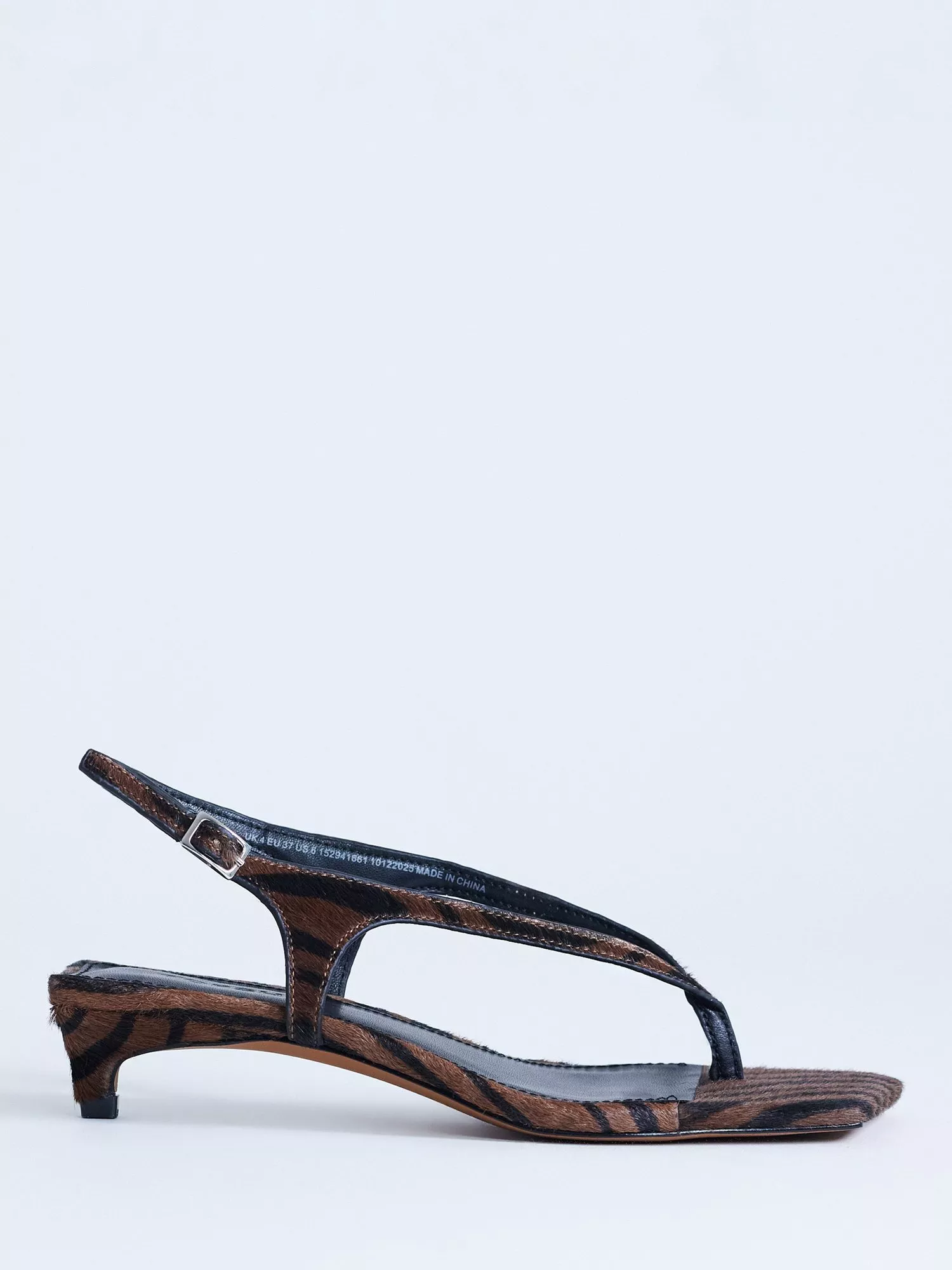 Topshop Sunshine Leather Slingback Sandal, Brown Zebra