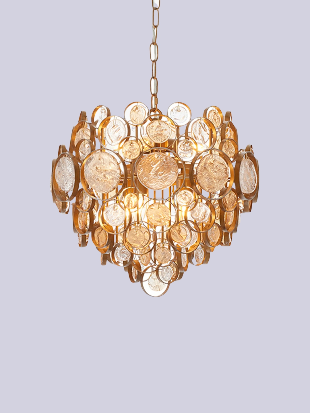 Cult Furniture, Allegra Pendant Light, Amber Rippled Glass &amp;amp; Brass