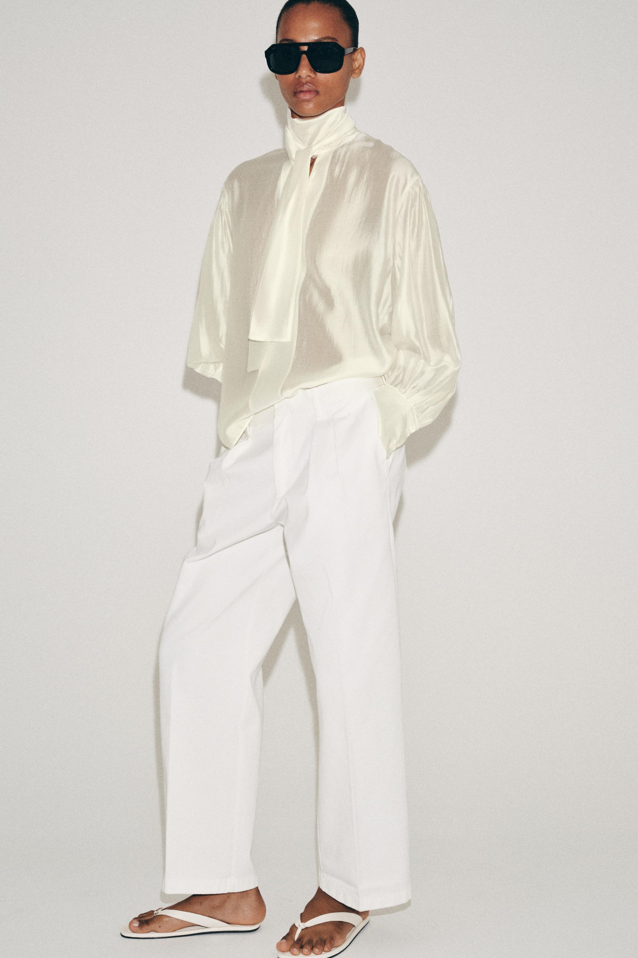 Zw Collection Satin Shirt With Ties