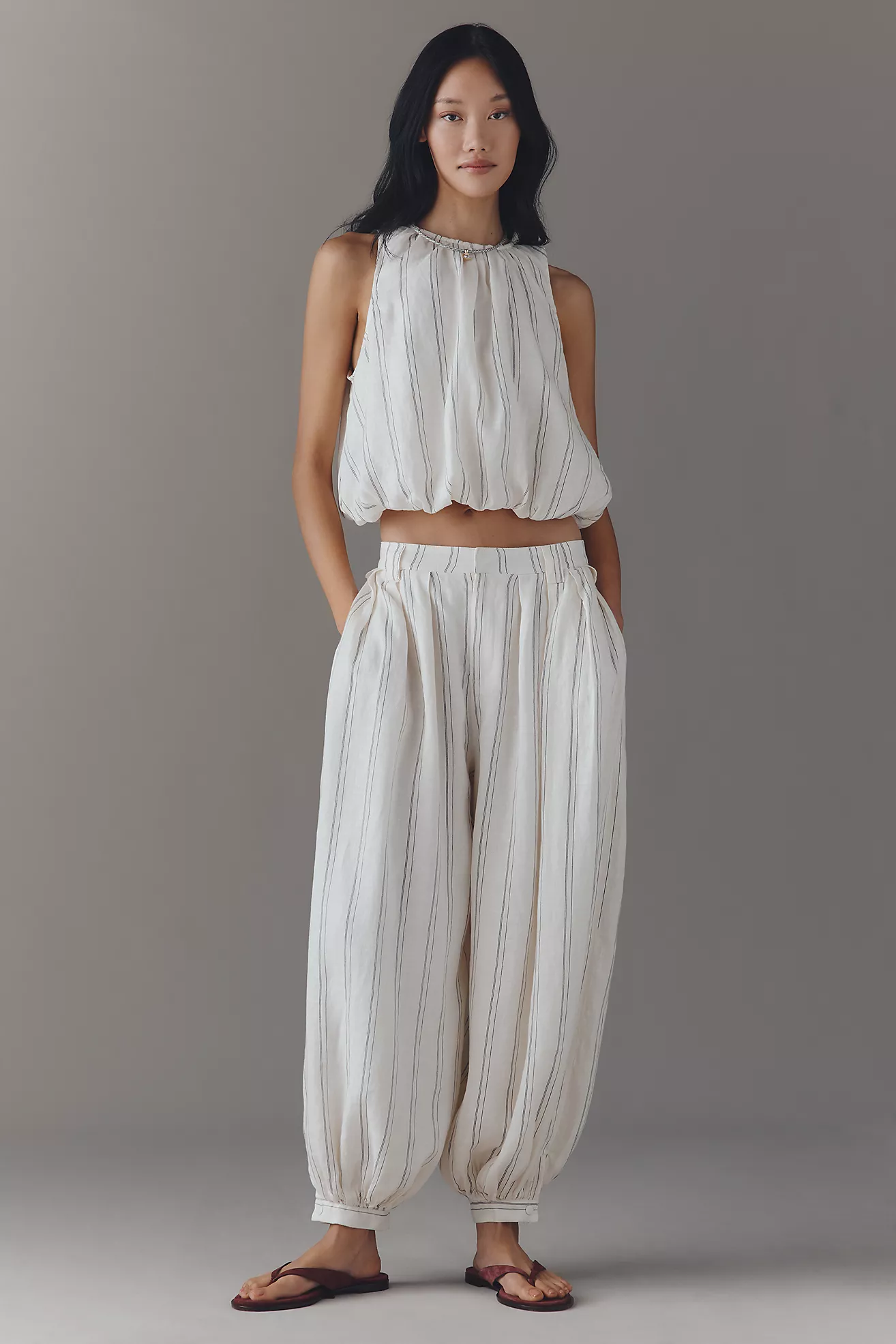 By Anthropologie Modern Genie Linen Balloon Trousers