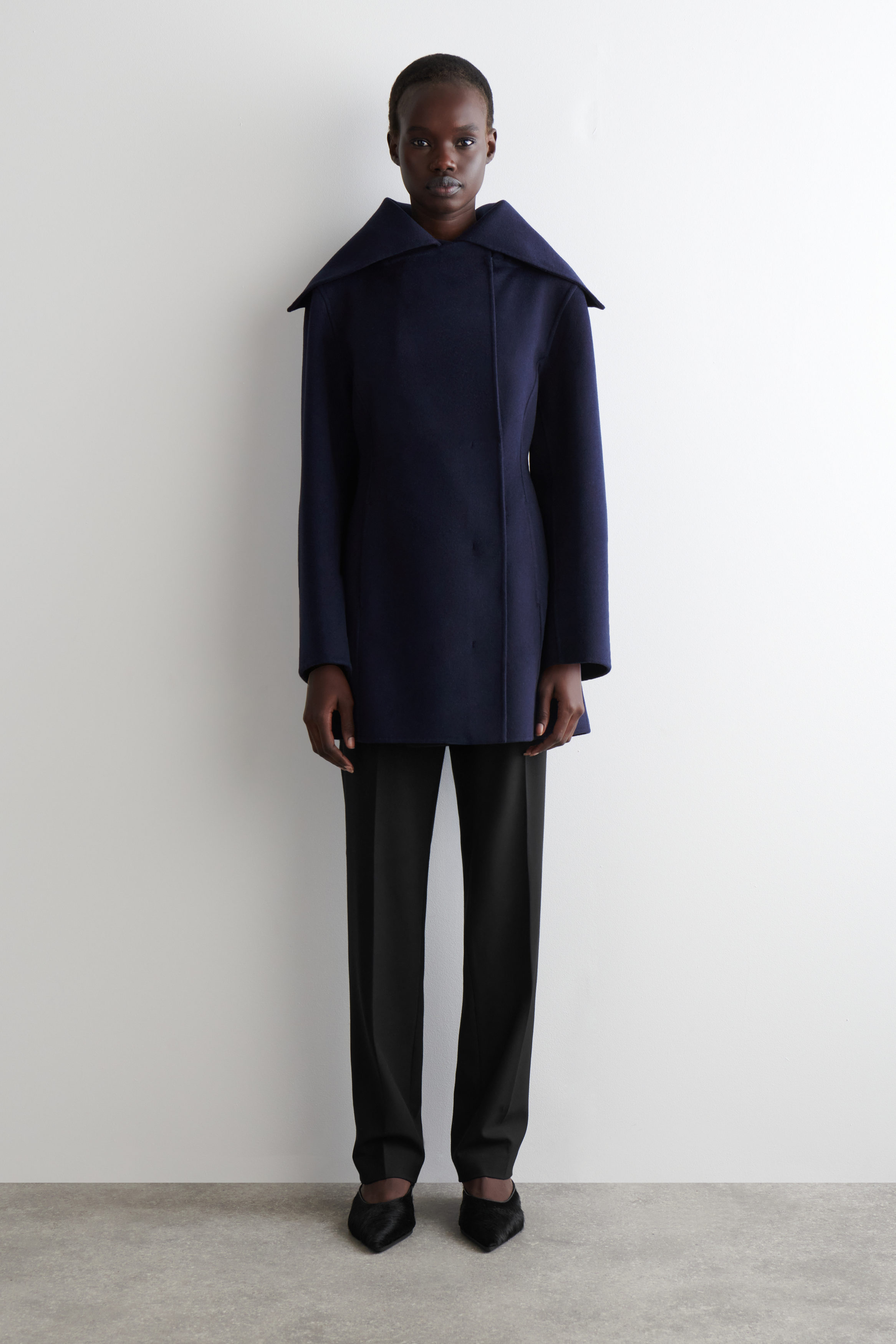 Sculpted Double-Faced Wool Short Coat