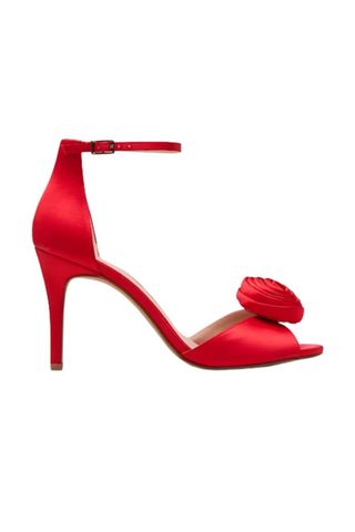 Red Satin Corsage Flower Sandal