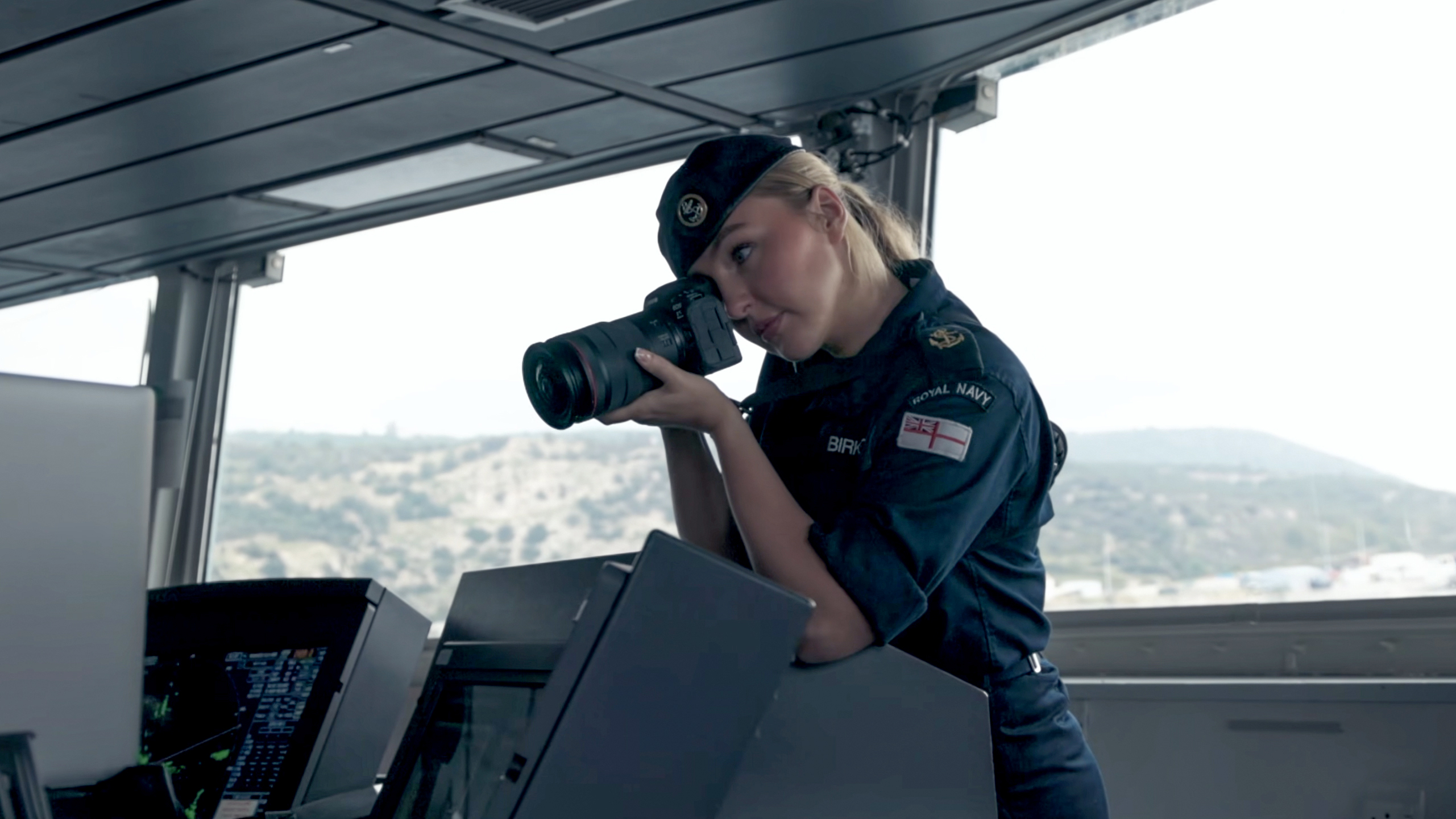Leading Hand Birkett, Royal Navy photographer, in the Royal Navy film 'Life Through the Lens'