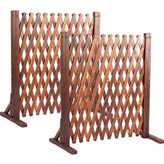 Uyouous Garden Fence Wood Garden Fencing 2 Pack Extendable Instant Fence Wooden Garden Fence Expandable Freestanding Wood Garden Trellis Fence for Home Yard Garden Indoor Outdoor