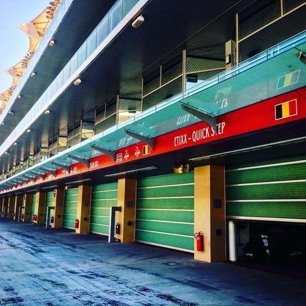 Normally reserved for the F1 teams, the riders get to use the pit garages at the Yas Marina circuit