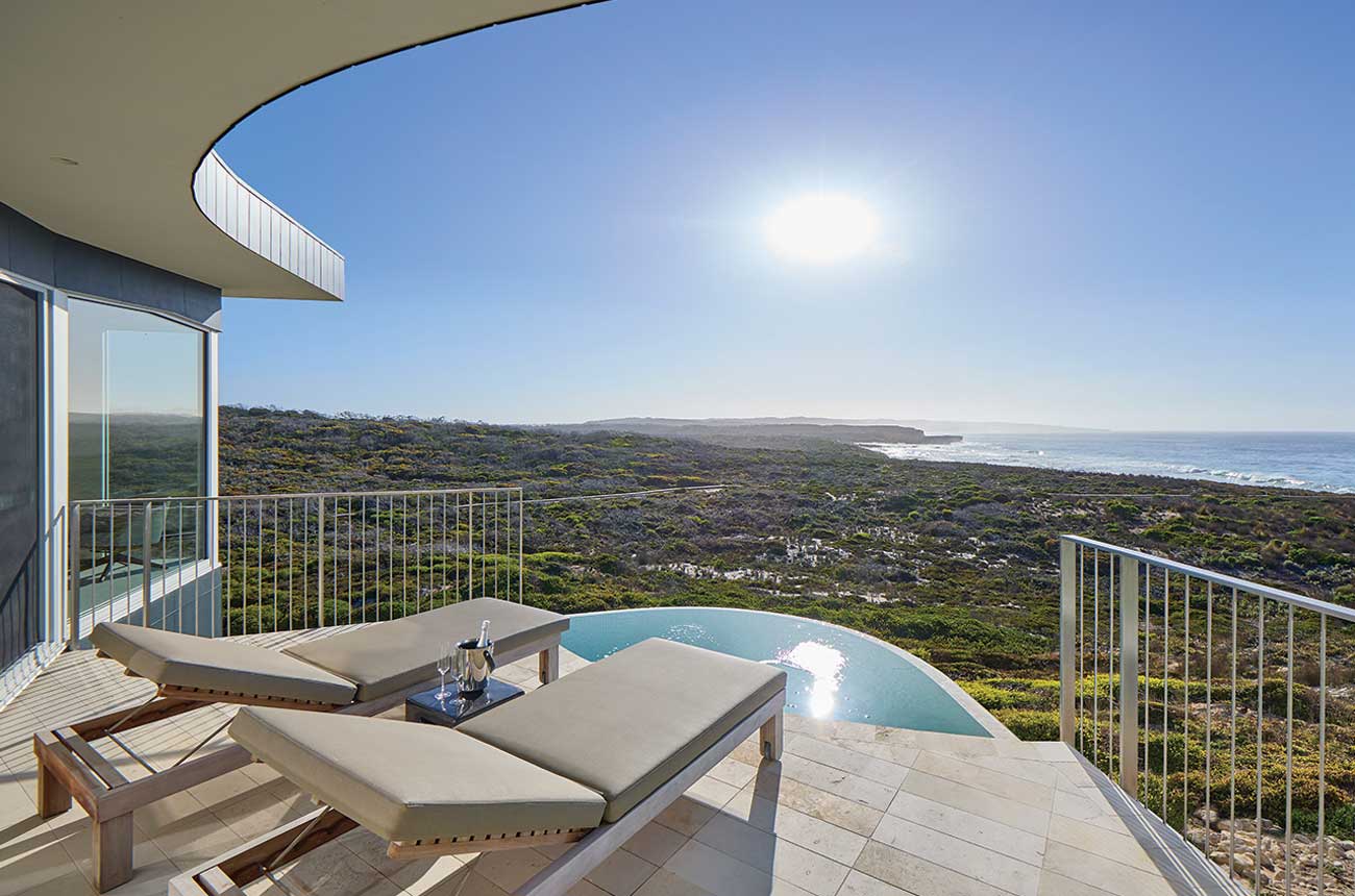 View from a suite at Southern Ocean Lodge, Kangaroo Island