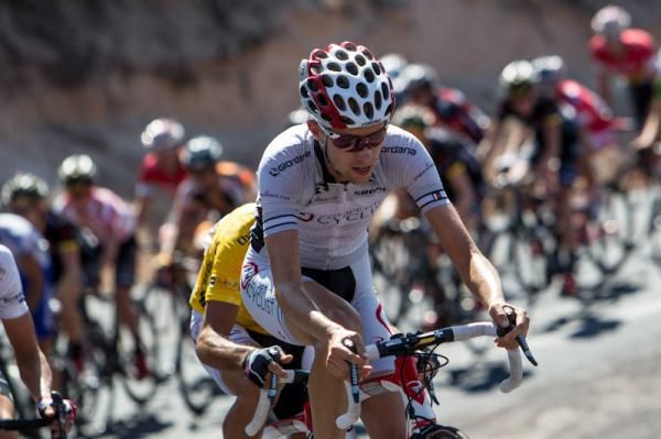 Max Jenkins (Competitive Cyclist) keeps the front of the race under control.