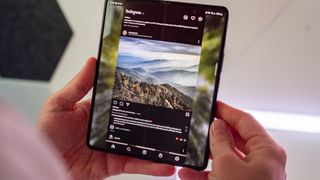 Instagram in original aspect ratio on a Samsung Galaxy Z Fold 3's big screen