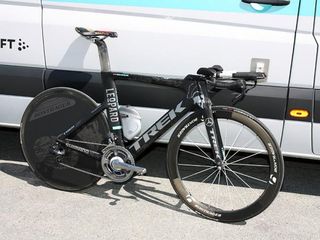 It's a woefully overused cliché but it's still utterly appropriate: Fabian Cancellara's (Leopard Trek) Trek Speed Concept looks fast standing still - and thankfully Spartacus has the legs and lungs to back it up.