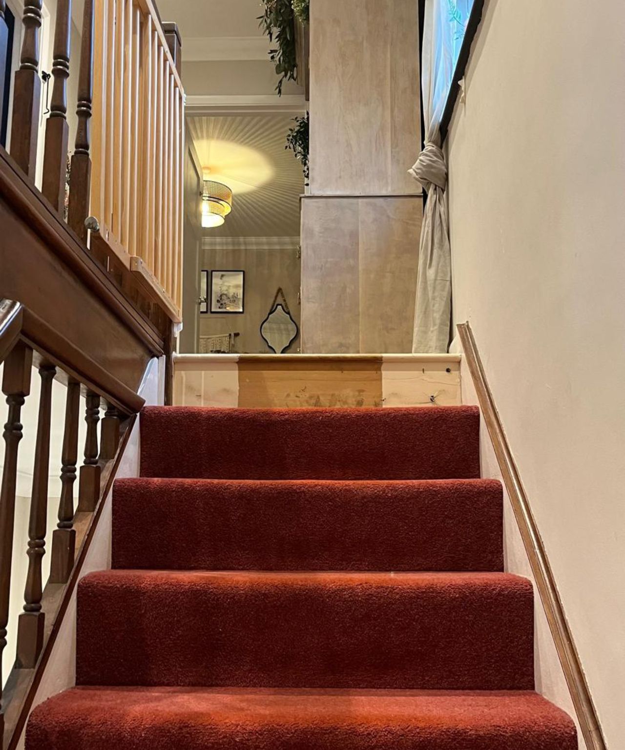 before and after of stairs being painted