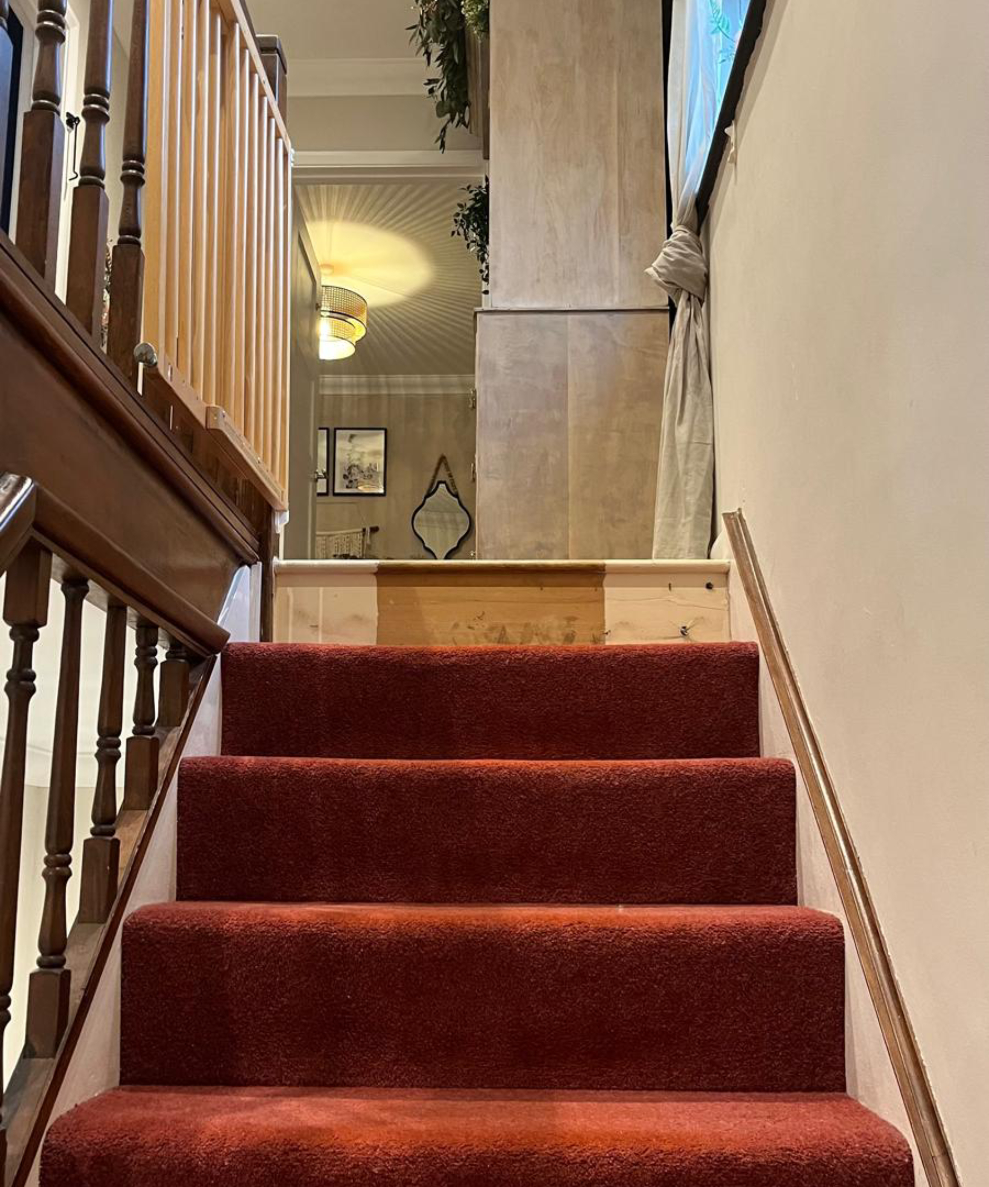 before and after of stairs being painted