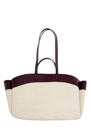 Zara Contrast Tote Bag Burgandy