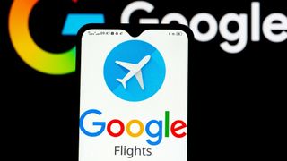 Google Flights logo on Android phone