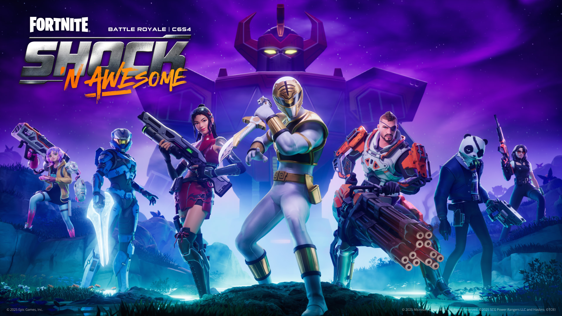 Fortnite Shock 'N Awesome Battle Pass skins side by side