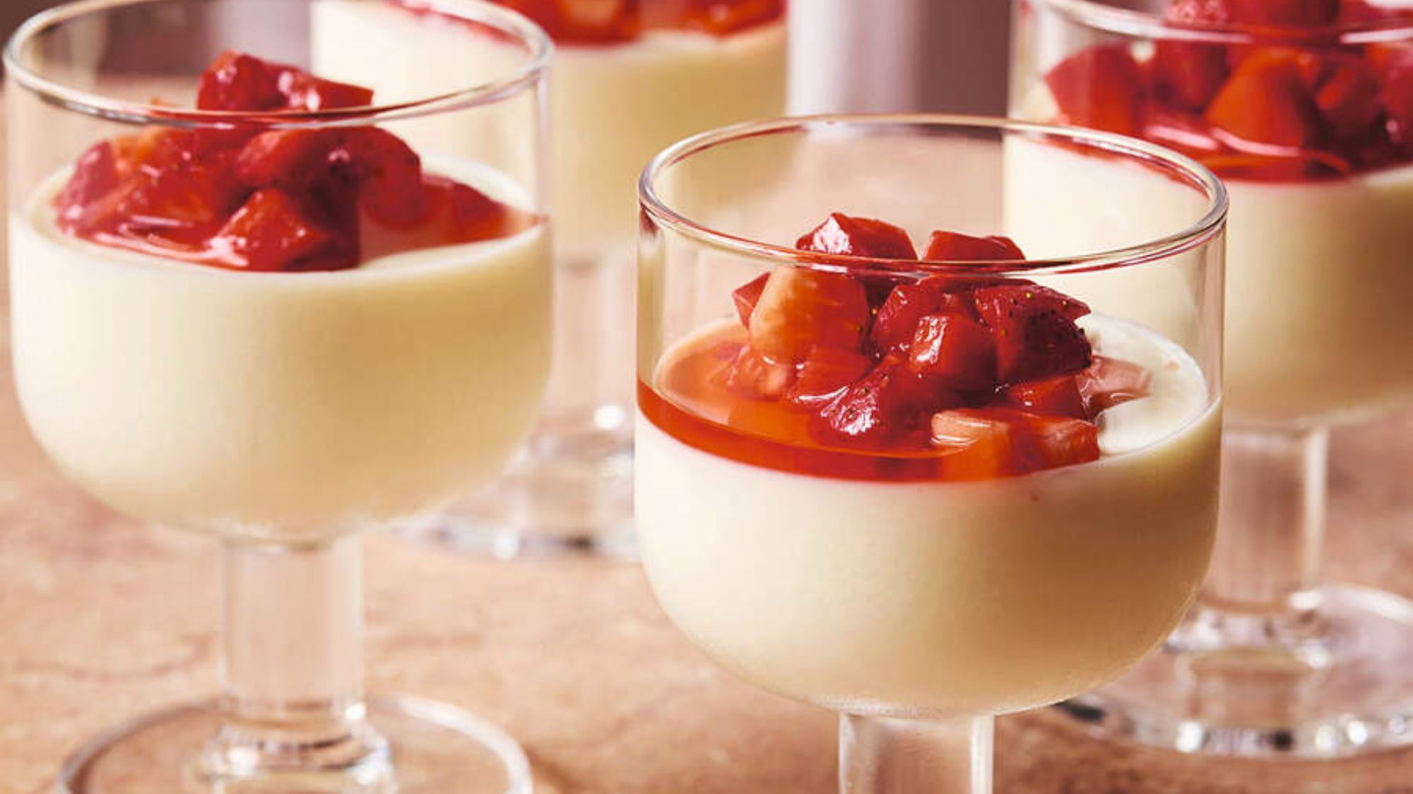 elderflower cream with macerated strawberries