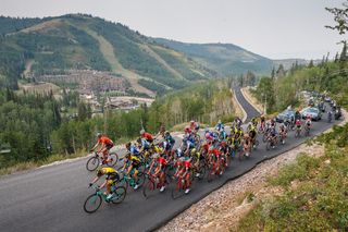 The peloton climbs Guardsman Pass outside of Park City at the Tour of Utah