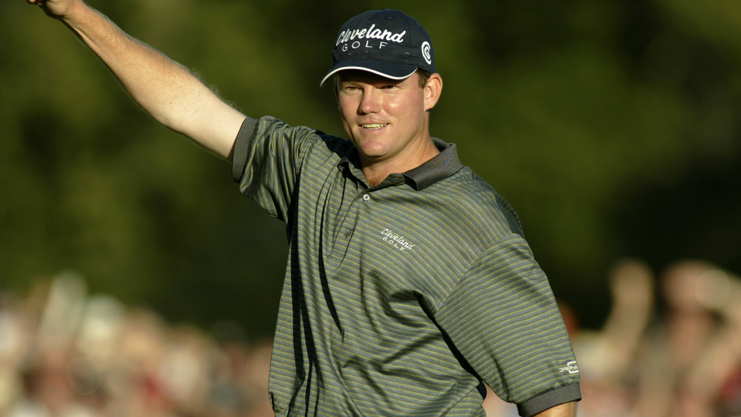 Shaun Micheel celebrates winning the PGA Championship